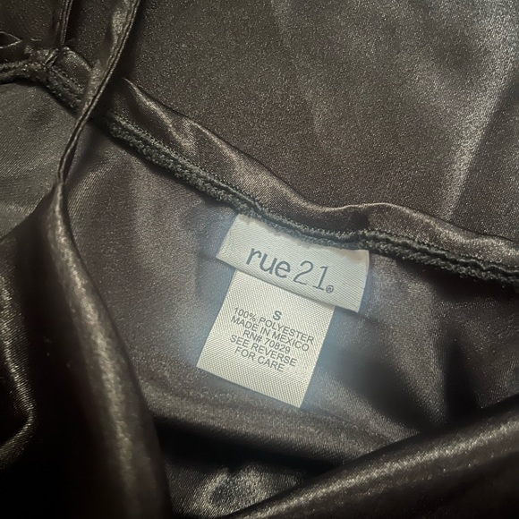 Black Cowl Neck Side Slit SLIP Dress - Picture 2 of 2